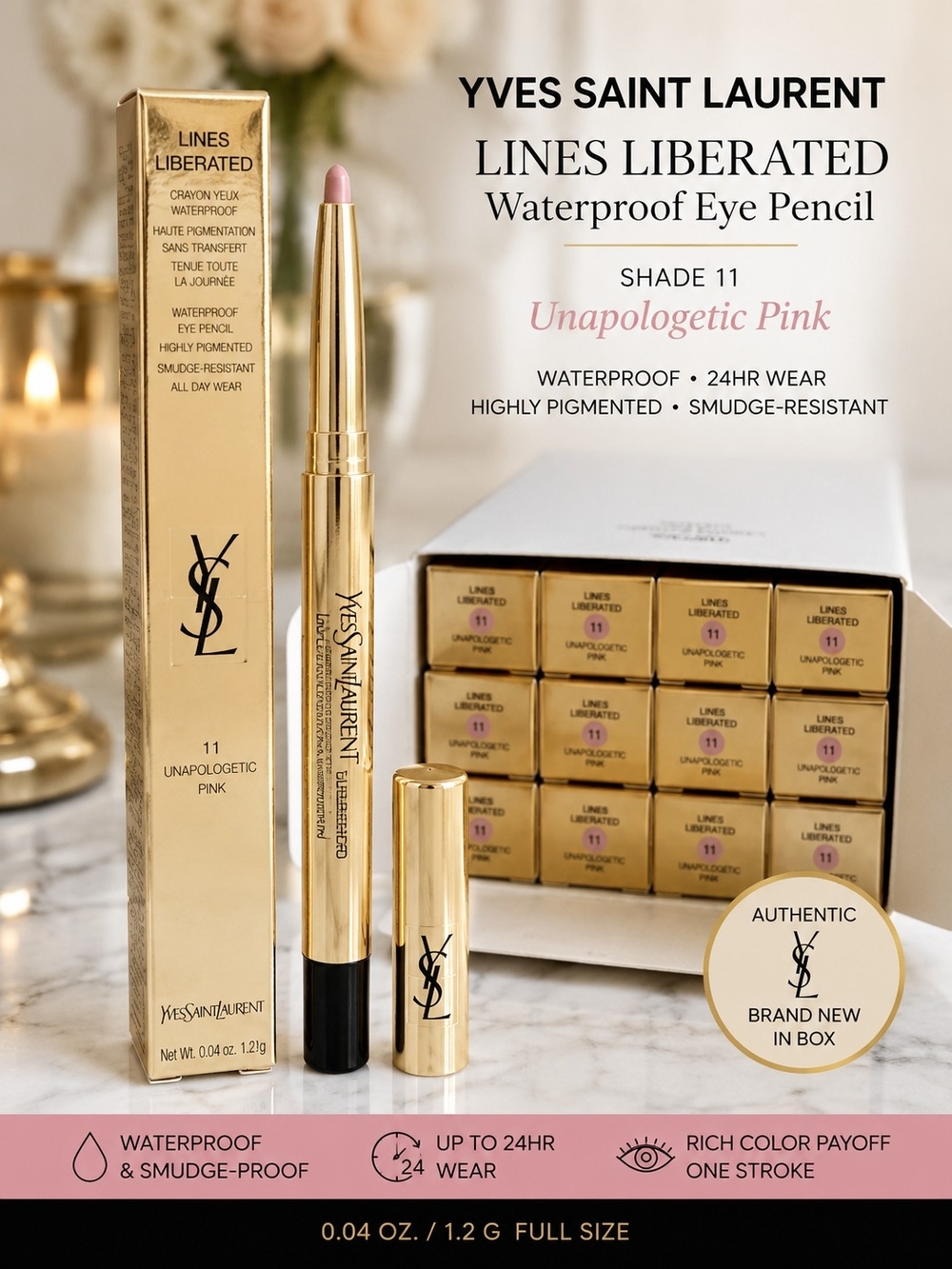 YSL Lines Liberated Waterproof Eye Pencil 11 Unapologetic Pink NIB